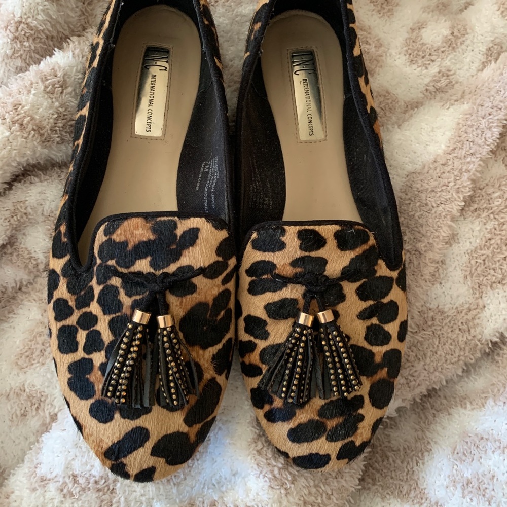 INC Leopard Print Loafers with Tassels